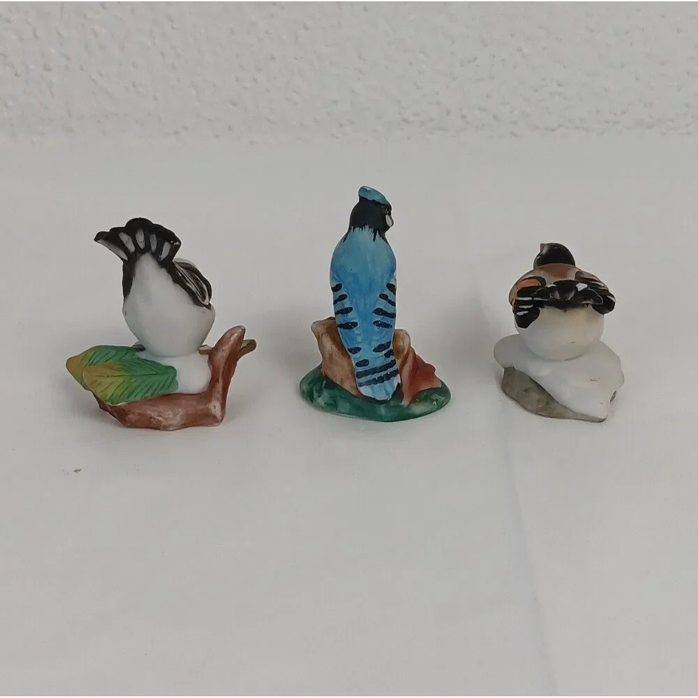 Franklin Mint Garden Bird World Snow Bunting Bluejay Goldfinch Lot Mini Figures